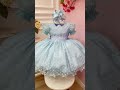 Vestido Bebê Azul Claro Com Poá e Pérolas Batizados Festas