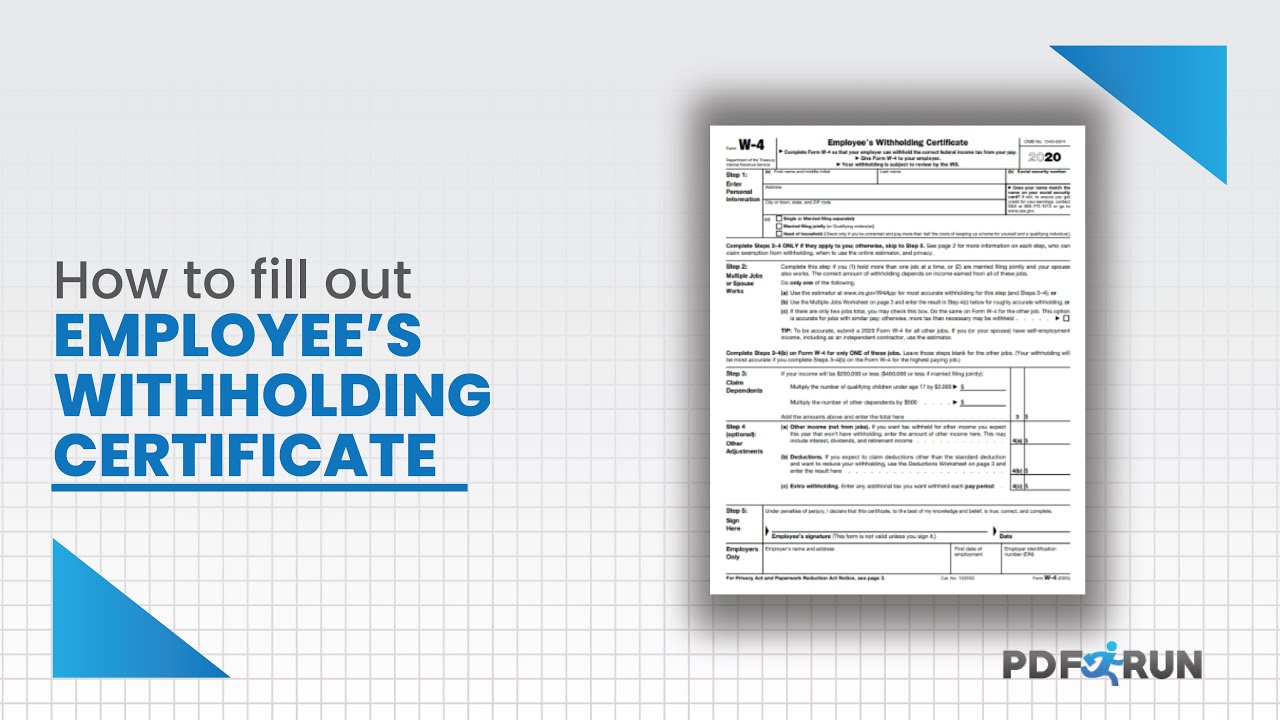 How to Fill Out Form W4 or Employee's Withholding Certificate