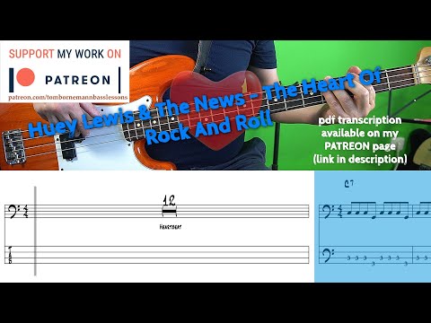 Huey Lewis & The News - The Heart Of Rock And Roll (Bass cover with tabs)