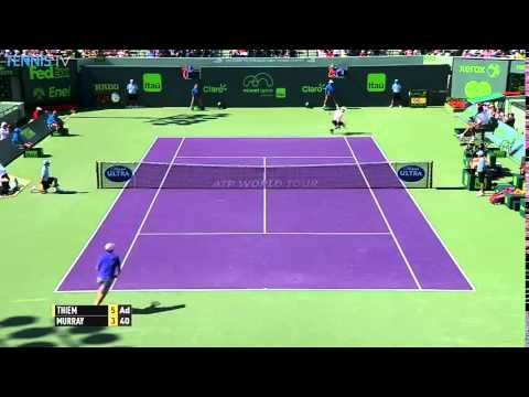 Stunning Dominic Thiem backhand v Andy Murray in 2015 Miami Open QF