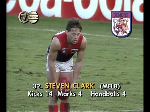 Steven Clark - Melbourne - 2 goals v North Melbourne - 1991 Round 20 - MCG - AFL