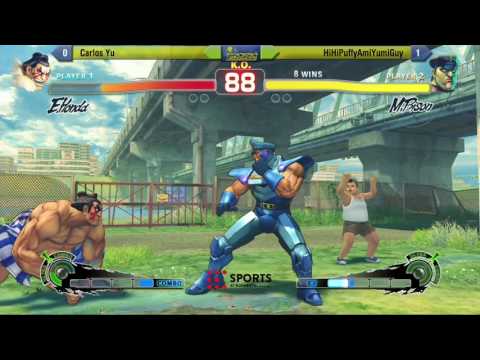 Elements Fighting Games Challenge #4 - USF4 - Carlos Yu vs HiHiPuffyAmiYumiGuy