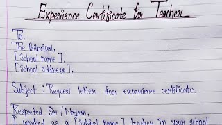 Write an application to the principal for experience certificate|| Experience certificate letter.