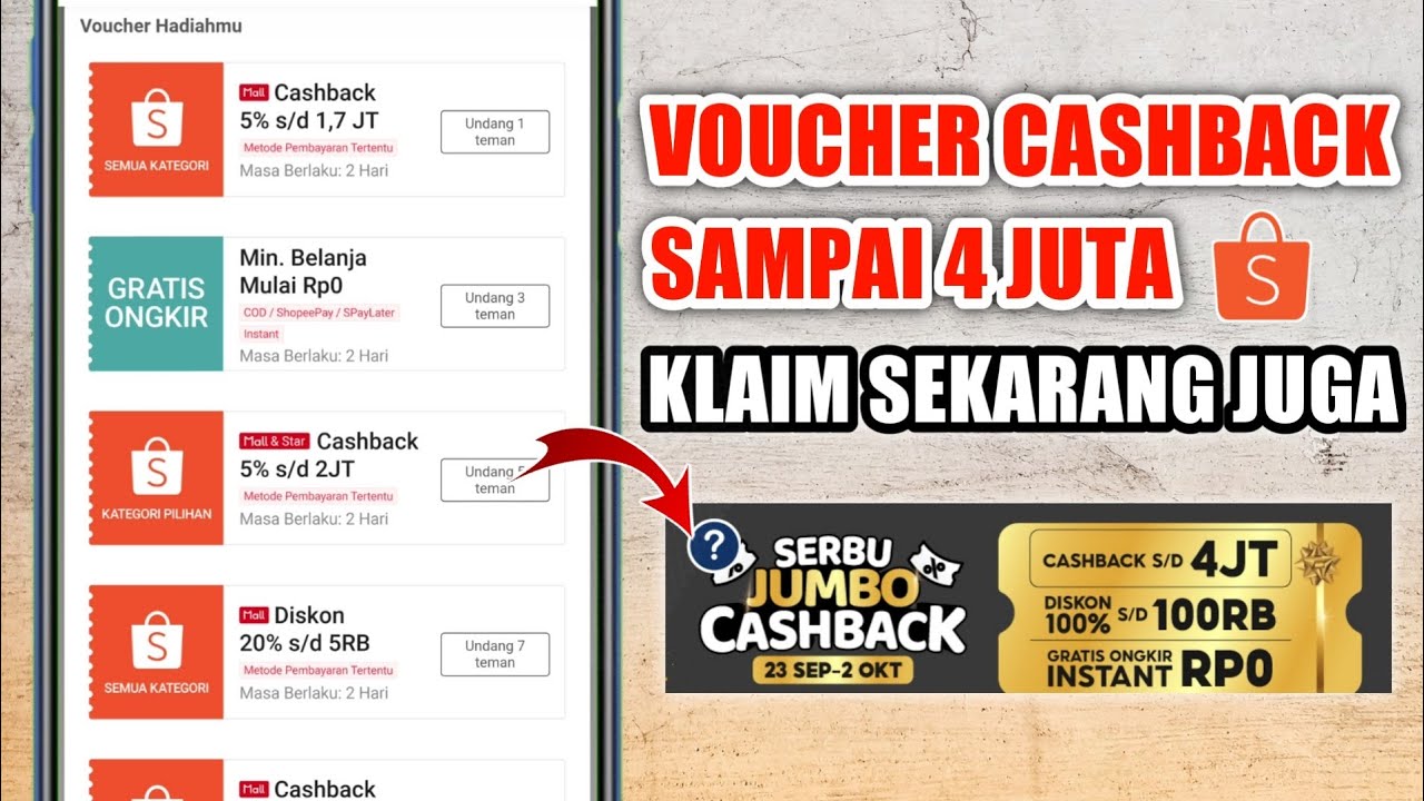 Cara Dapatkan Kode Voucher Shopee Cashback 4JT