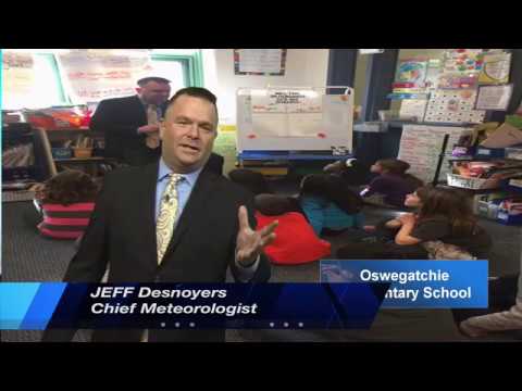 Meteorologist Jeff Desnoyers visits Oswegatchie Elementary