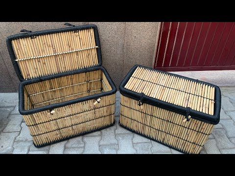 Brown handmaded bamboo laundry basket/storage basket with ba...