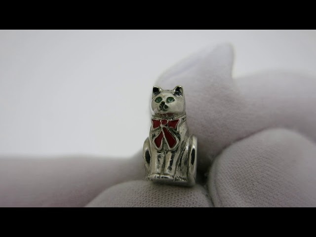 Срібний шарм для Pandora "Кішка" 137дф Відео огляд