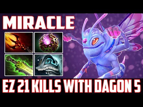 Miracle [Puck] | Farm hero with Dagon 5 | EZ 21 kills | Dota 2 Gameplay 2017