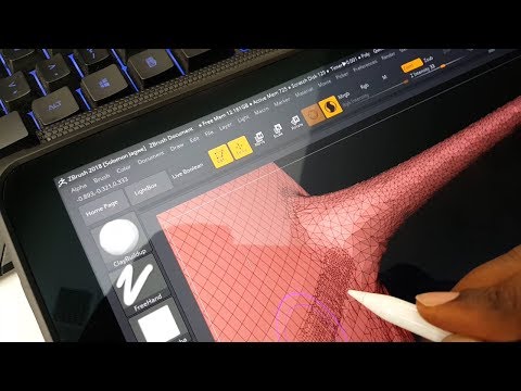 Using Zbrush 2018 on an iPad Pro with Apple Pencil