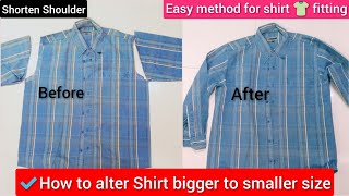 How to alter shirt bigger to small, with shorten shoulder | fitting shirt XXXL to XL size