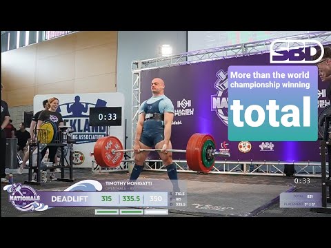 Tim Monigatti 845.5kg as a 83kg weighing only 80kg moving up from the 74s hitting a 33kg pr