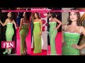 Lily James Looked Stunning In A Custom Miu Miu Lime Green Dress That Hugged Her Curves