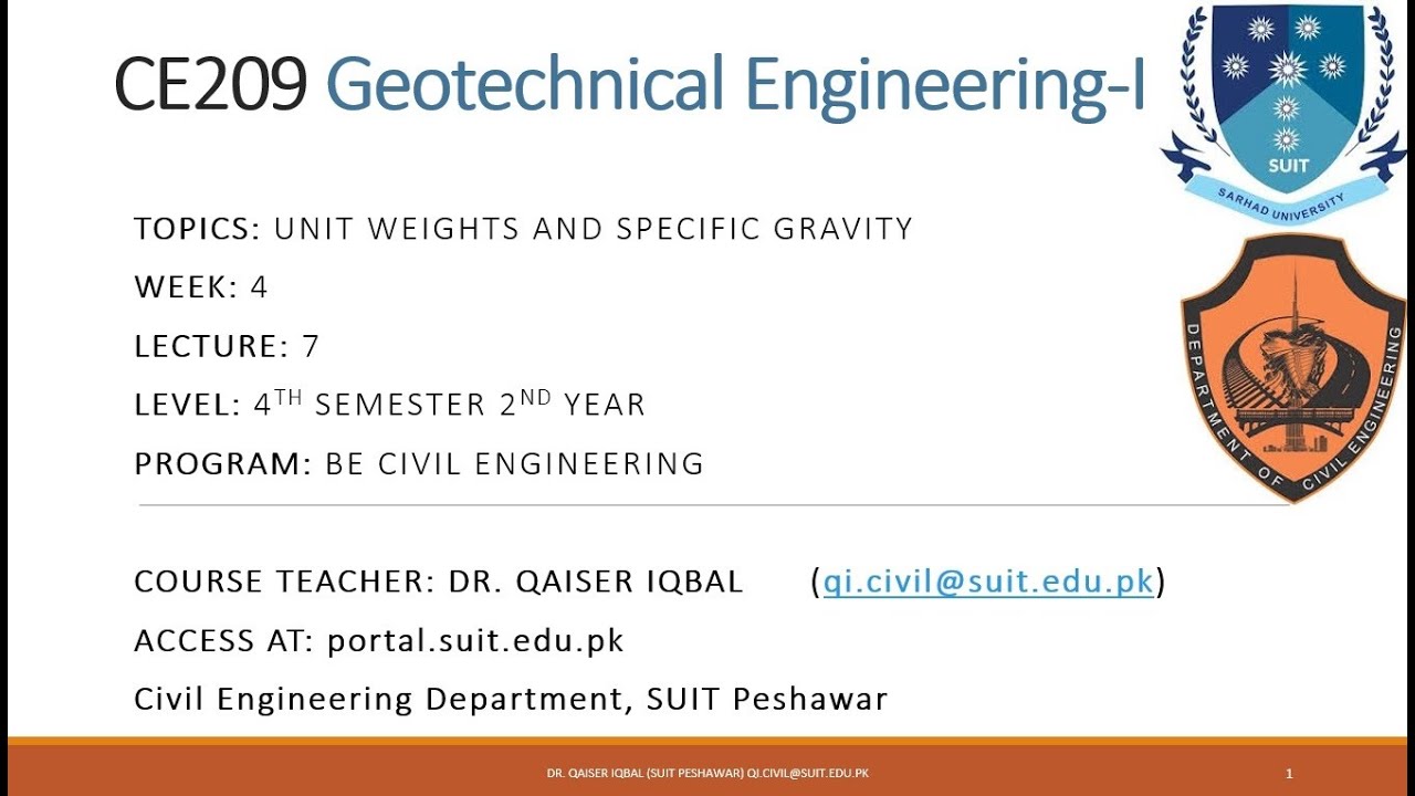 Unit weight and specific gravity of Soils - Geotechnical Engineering