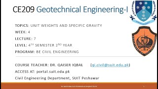 Unit weight and specific gravity of Soils - Geotechnical Engineering