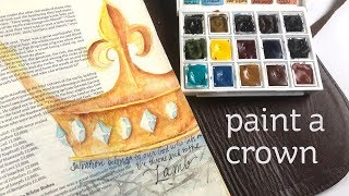 Bible Journaling Rev 7:10 - Watercolor a Crown