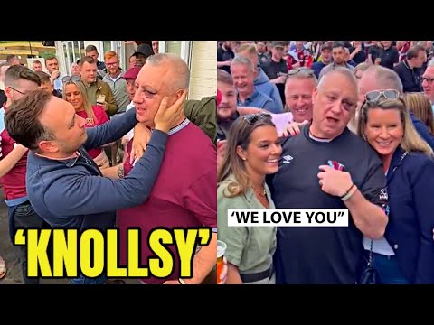 ‘Knollsy’ Heroes Welcome from West Ham Fans after fighting off AZ Alkmaar Fans