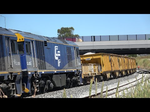 4K VERY CLOSEUP with The ARTC Ballast Infrastructure Train at Airport West & Gowanbrae