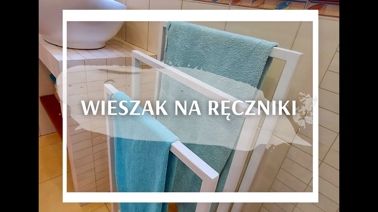 Metalowy wieszak  stojak na ręczniki biały