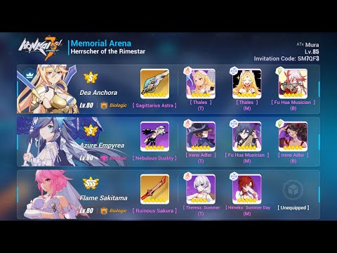 HI3 Exalted Memorial Arena - Budget? Rimestar vs. DA Teams 30400