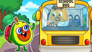 Wheels on the Bus – Bus Safety Song! 🎵🚌😊Sit Down + No Running + Be Kind🎵VocaVoca🥑Show