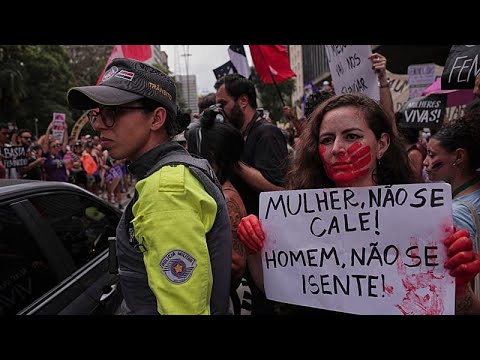 Video Thumbnail: Thousands march in Brazil to raise attention to femicides