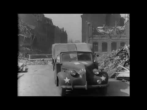 134th Infantry Regiment, 35th Infantry Division moves thru Gelsenkirchen, Germany April 1945