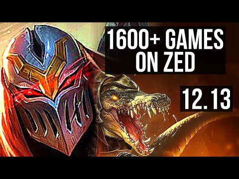 ZED vs RENEKTON (MID) | 5/0/7, 1600+ games, 900K mastery | KR Challenger | 12.13