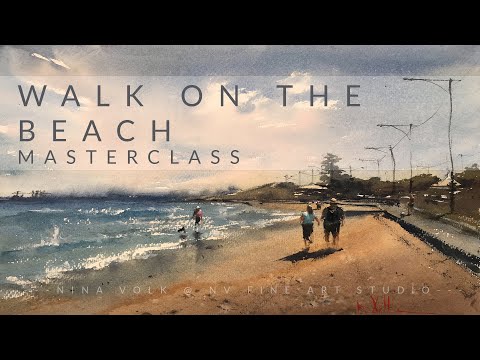 Watercolor Landscape Demonstration | Walk On The Beach | Masterclass Full Demo On Patreon