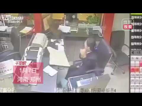 Cat Lands On Woman At Work