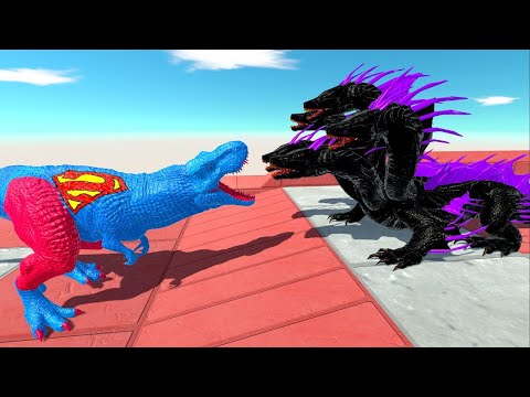 DARK HYDRA vs SUPERMAN T-REX vs SUPERMAN GORO DEATH CLIMB - Animal Revolt Battle Simulator