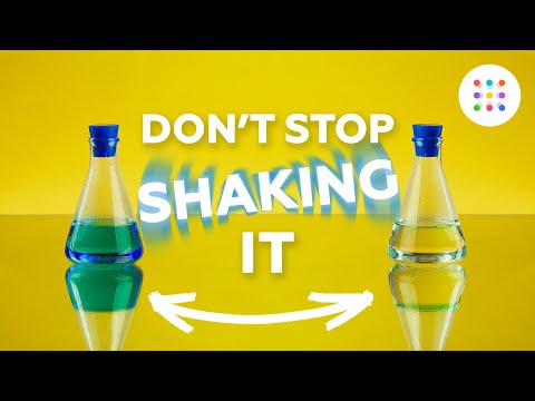 This liquid changes colors when shaken