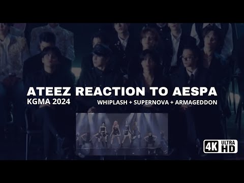 ATEEZ 에이티즈 reaction to AESPA 에스파 KGMA stage Whiplash + Supernova + Armageddon