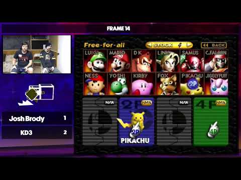 FRAME 14 Winners Semi Finals Josh Brody (Pikachu) Vs. KD3 (Captain Falcon) Smash 64 - SSB64