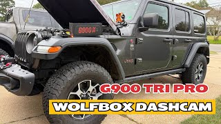 WOLFBOX G900 Tri-Pro Dash Cam on Our Jeep Wrangler Rubicon!