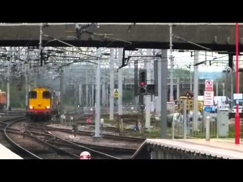 DRS 37425 & 20302 on FULL BORE past Stafford on 6M63, Bridgewater-Crewe flasks.
