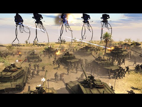 Entire US Army VS 5 GIANT TRIPODS!? - Call to Arms: War of the Worlds Mod Battle Simulator