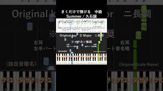 中級#Summer 原曲キー#きくだけで弾ける#久石譲#shorts#音感トレーニング#メロディ音名唱#piano#ピアノ初心者#簡単ピアノ#聴いて覚える楽譜#歌って覚える楽譜#JoeHisaishi