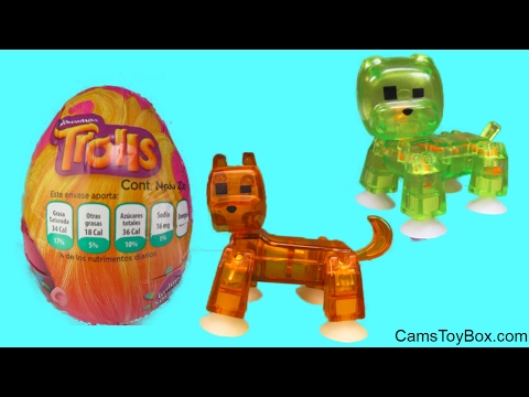 Trolls Surprise Egg Stop Motion Stikbot Bulldog Dog Pets Opening Animation Fun Branch Eggs