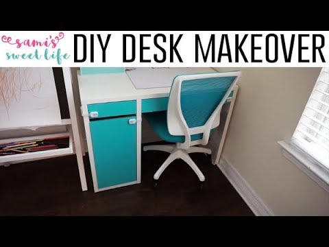Part of a video titled DIY Ikea Micke Desk Mini Makeover | First Impression of Chalk Paint