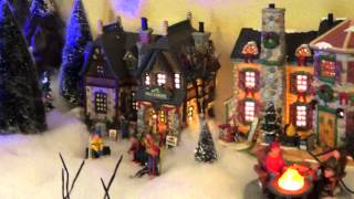preview picture of video 'Koehn Family Miniature Christmas Village, lemax and assorted buildings 2013 with HO train'