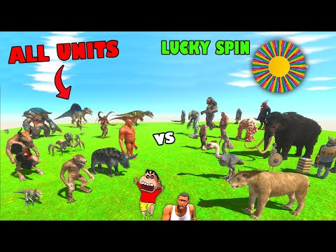 ALL UNITS LUCKY SPIN SHINCHAN vs CHOP vs AMAAN-T in Animal Revolt Battle Simulator