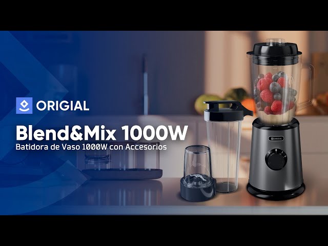 Frullatore in vetro originale Blend&Mix 1000 da 1000 W con accessori video