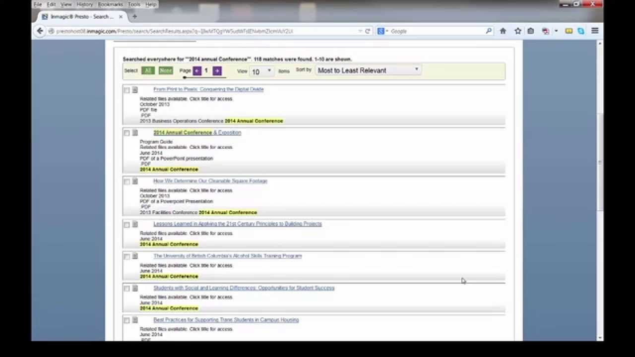 How to Find a Conference Presentation in the ACUHO-I Library