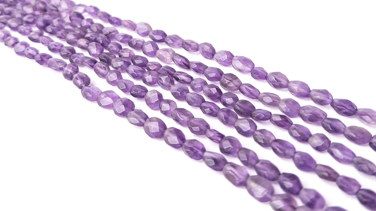 Amethyst | Faceted Oval | 5.5mm or 6mm Bead Size | 32cm Strand Length video
