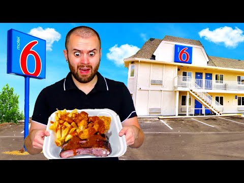 Eating At Motel 6 For 24 HOURS! Cheap Hotel CHALLENGE!
