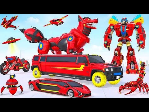 Red Robot Dog Transmut Multi Robot Car Dino Transform Games Android/ios - Gameplay