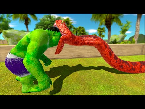 HULK GORO vs TITANOBOA JUNGLE DEATH RUN - Animal Revolt Battle Simulator