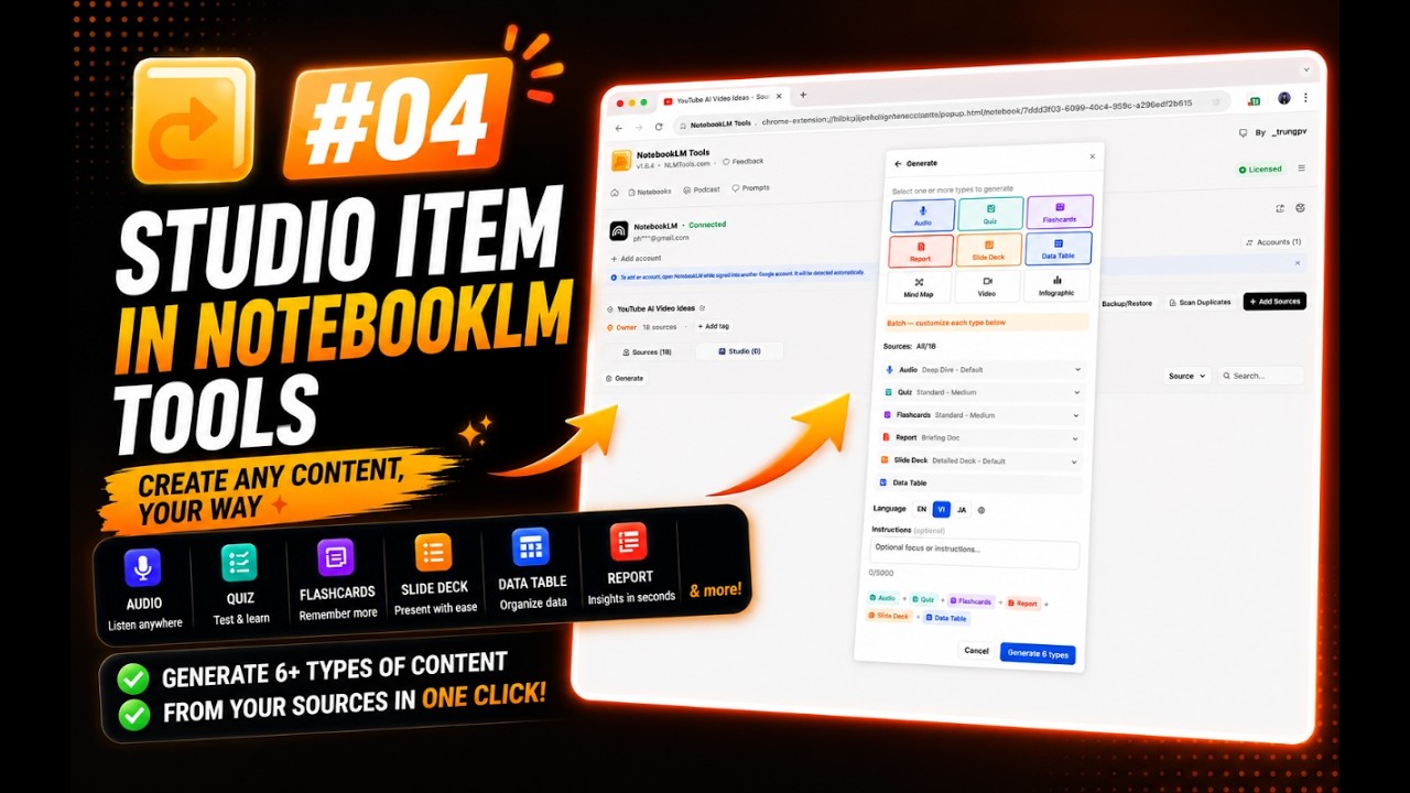 NotebookLM Studio Items & Podcast Player: Generate, Study & Manage Outputs