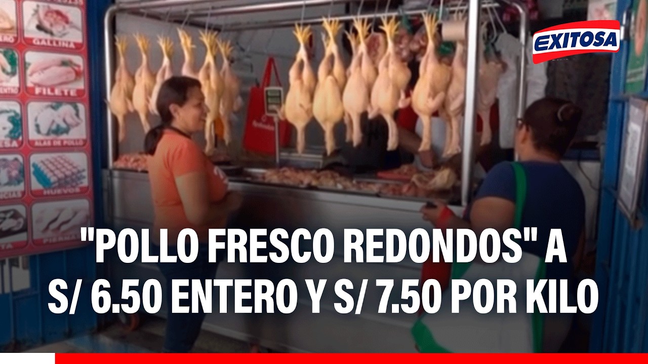 🔴🔵 "Pollo Fresco Redondos" se ofrece a S/ 6.50 entero y S/ 7.50 por kilo en el mercado Centro Cívico