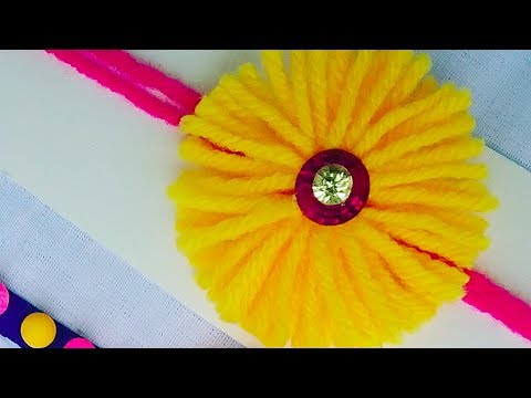 How to make Rakhi # 02 ,how to make Rakhi for Raksha Bandan with yarn flower l DIY rakhi making 2023 Video